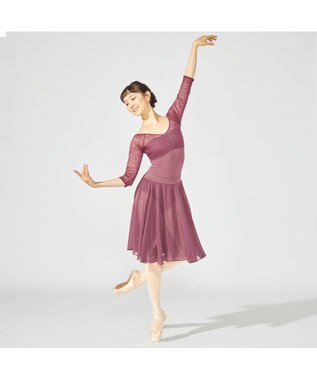 Chacott 6分袖レオタード アンティックローズ