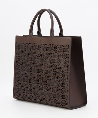 自由区 パンチングレース トート ダークブラウン