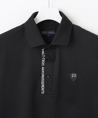 23区GOLF 【MEN】ストレッチ性抜群のハニカムメッシュコンビポロシャツ ブラック系