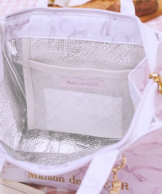 Maison de FLEUR 【保冷機能付き】リボン柄保冷バッグ Blue