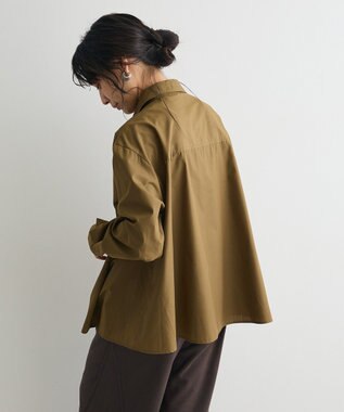 CRAFT STANDARD BOUTIQUE タイ付きタックシャツチュニック Khaki