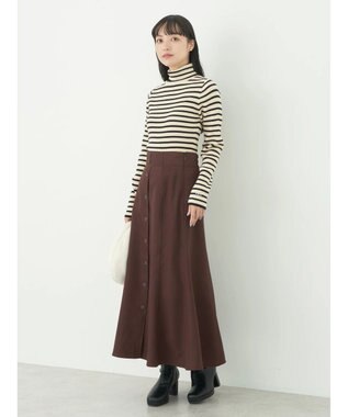 earth music&ecology フロントボタンスカート Brown