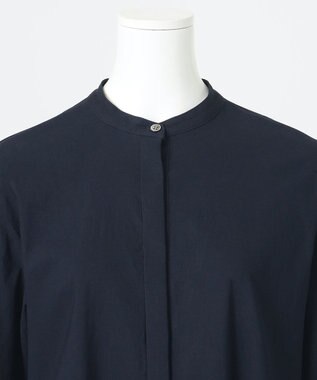 23区 【R(アール)】クリスピーリネンストレッチ 長袖ワンピース ネイビー系