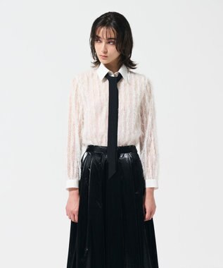 GRACE CONTINENTAL フリンジレースタイ付ブラウス ホワイト