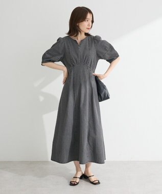 Green Parks ・ＥＬＥＮＣＡＲＥ　ＤＵＥ　デニム５分袖ワンピース Gray