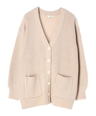 earth music&ecology アンチピリング畦Ｖネックカーディガン Light Beige