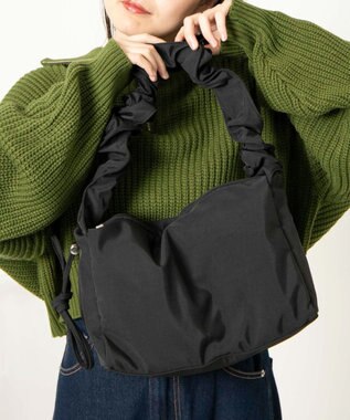 WEGO 【マルチWAY】ドロストギャザーショルダーバッグ ブラックその他