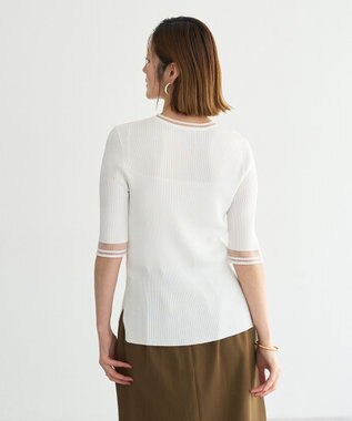 YECCA VECCA シアーMIX5分袖ニット Off White
