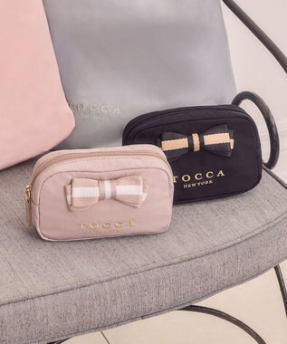 TOCCA 【WEB限定】BICOLOR RIBBON POUCH ポーチ ベージュ系