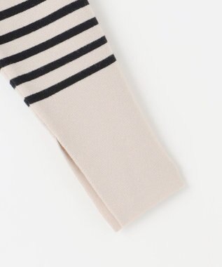 自由区 【スタイリストコラボ・洗える】ウールミラノボーダー ニット ベージュ×ブラック