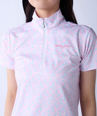 FILA GOLF／marie claire 【Marie claire sports】小花柄ハーフジップ半袖シャツ ピンク