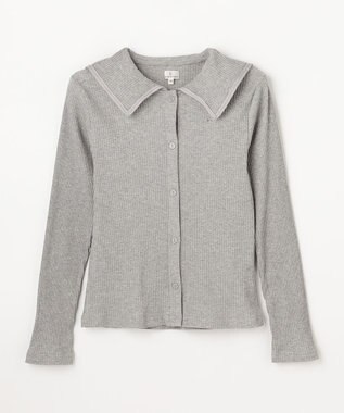 組曲 KIDS 【150-160㎝】セーラーカラー リブトップス グレー