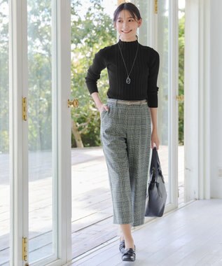 Tiaclasse 【安田美沙子さん着用・洗える】起毛チェック柄ワイドパンツ グリーン