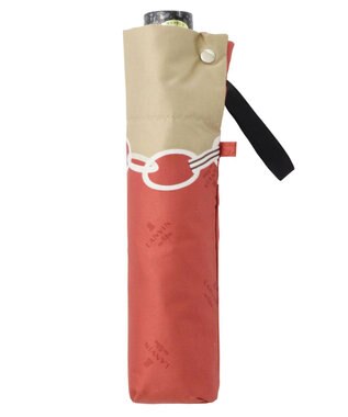 MOONBAT ランバン オン ブルー 折りたたみ傘 チェーン柄サテンジャガードプリント 簡単開閉 レッド