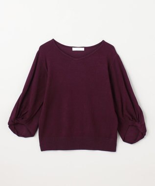 ANY 【洗濯機可】ボリュームスリーブニット ワインレッド