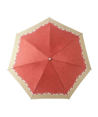 MOONBAT ランバン オン ブルー 折りたたみ傘 チェーン柄サテンジャガードプリント 簡単開閉 レッド