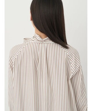 earth music&ecology ボウタイシャツワンピース Stripe Brown