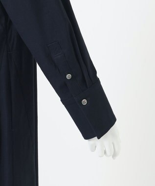 23区 【R(アール)】クリスピーリネンストレッチ 長袖ワンピース ネイビー系