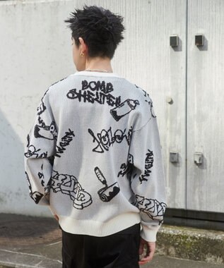 WEGO ベロアモールグラフィティカーディガン ホワイト