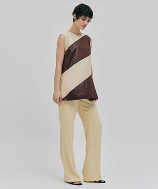 BEIGE， 【洗える】TOURRAQUE / Aラインブラウス Cream×Bordeaux