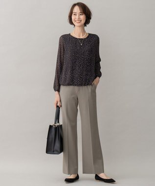 自由区 【洗える/ドット柄】ロイヤルシフォン プルオーバーカットソー ネイビー系5