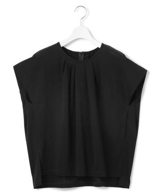 23区 【接触冷感/洗える】ツイストコットンプレーティング タックデザイン カットソー ブラック系