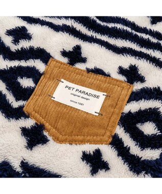 PET PARADISE ペットパラダイス 遠赤外線 マット 《カントリー柄》 小型犬 ホワイト×ネイビー