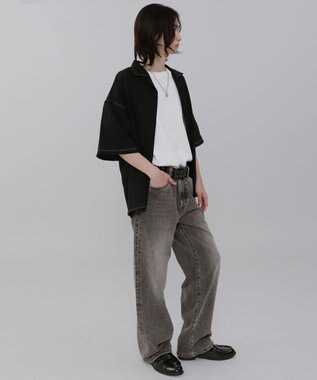 WEGO 【ウエスト調整可】ストレートデニムパンツ グレーその他