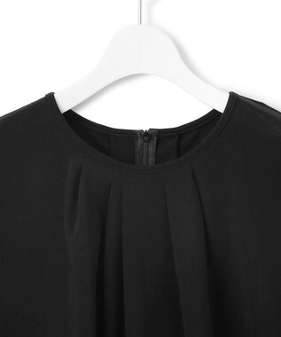 23区 S 【接触冷感/洗える】ツイストコットンプレーティング タックデザイン カットソー ブラック系