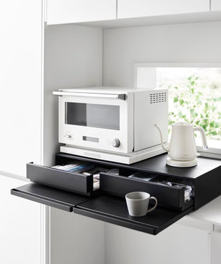 tower ツーウェイキッチン家電下引き出し&スライドテーブル タワー W80 ブラック ブラック