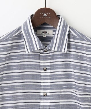 JOSEPH ABBOUD 【清涼感】エアリノマリンボーダーシャツ ネイビー系2