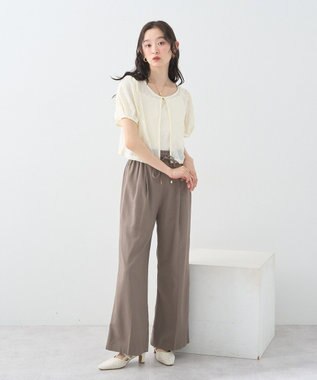 earth music&ecology フラワーコード刺繍カーディガン Ivory