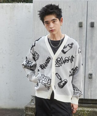WEGO ベロアモールグラフィティカーディガン ホワイト