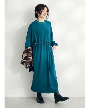 CRAFT STANDARD BOUTIQUE ポンチウエストドロストワンピース Blue