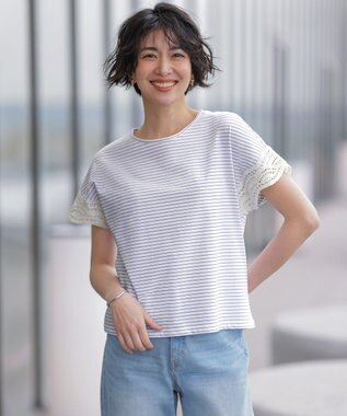 J.PRESS LADIES 【一枚で着映え・シーンレスに活躍】コットンスムース レースデザイン カットソー