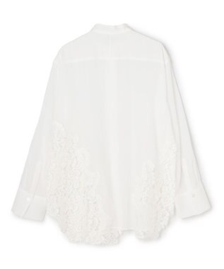 BEIGE， GALENA / コットンレースバンドカラーシャツ Off