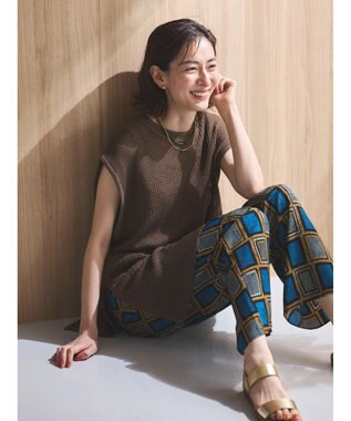 Green Parks ざっくりメッシュニットチュニック Brown