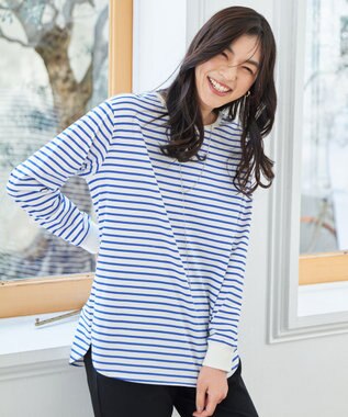 ANY テールＴシャツ オフ×ブルーボーダー