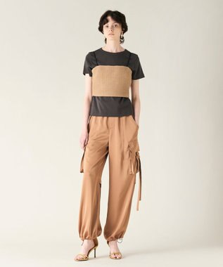 GRACE CONTINENTAL ニットライクレースビスチェ キャメル