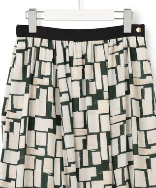 23区 L 【洗える】ARGENTIコラージュプリント ティアードスカート ブラック系