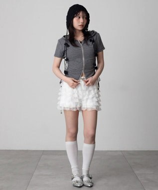 WEGO 半袖ドロストWジップパーカー 柄1