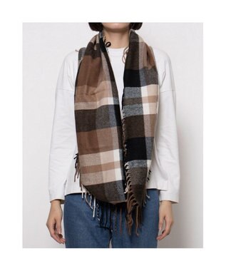 UNBILLION カシュネ cache nez / チェックサイドフリンジスヌード ブラウン