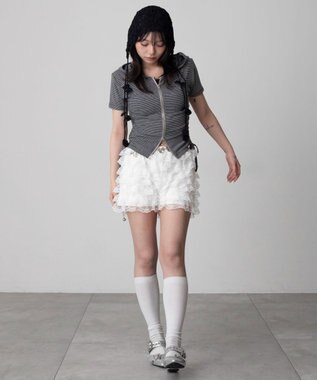 WEGO 半袖ドロストWジップパーカー 柄1