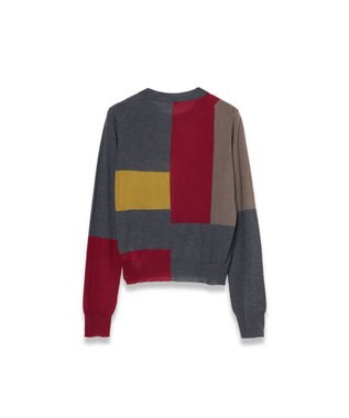 JOSEPH 【洗える】キャッシュエアーオーバーレイ　ラウンドネックニット Smoke combo