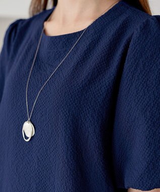 Tiaclasse L 【洗える】リップルピンタックワンピチュニック ネイビー