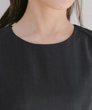 Tiaclasse L 【洗える】ウール調Aラインワンピース チャコールグレー