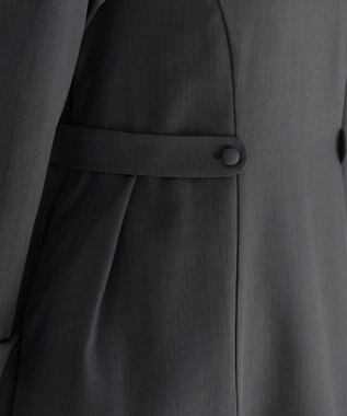 Tiaclasse L 【洗える】ウール調Aラインワンピース チャコールグレー