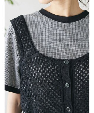 CRAFT STANDARD BOUTIQUE 配色メッシュニットビスチェ Black