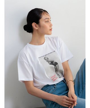 Te chichi マリリンモンローモノクロフォトTシャツ オフホワイト