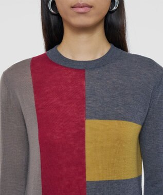 JOSEPH 【洗える】キャッシュエアーオーバーレイ　ラウンドネックニット Smoke combo